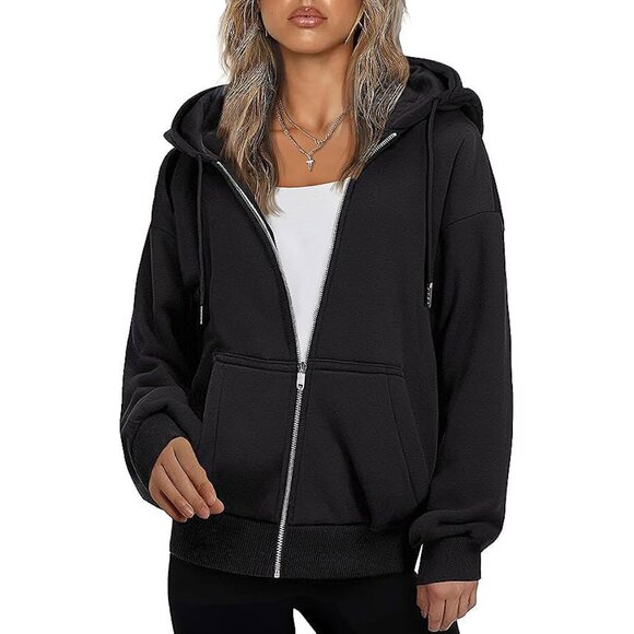 Tops - Women's Oversized Zip Up Hoodies Fleece Jacket Casual 2025 Fall Winter Sweatshir